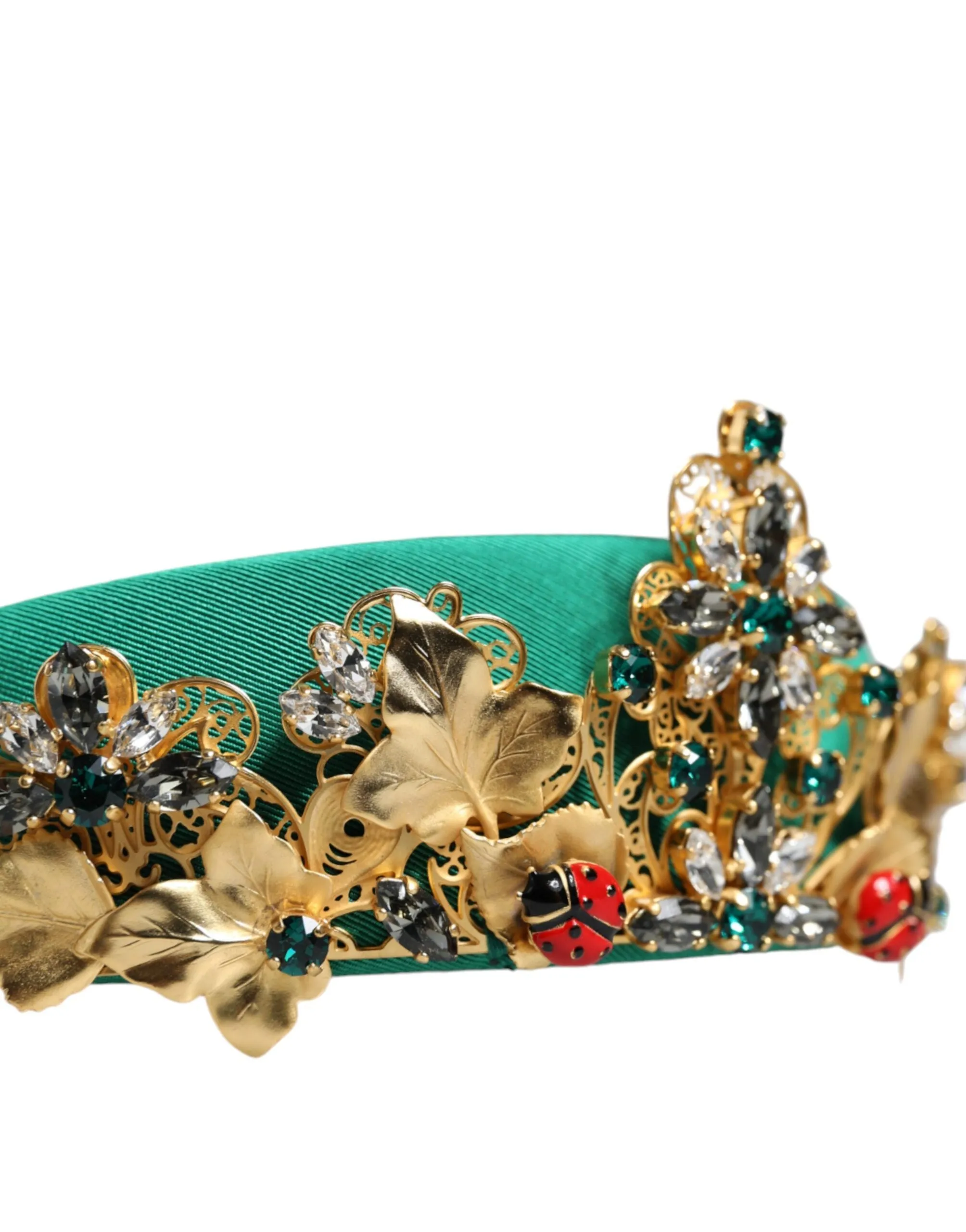 Dolce & Gabbana Crystal Crown Headband In Green