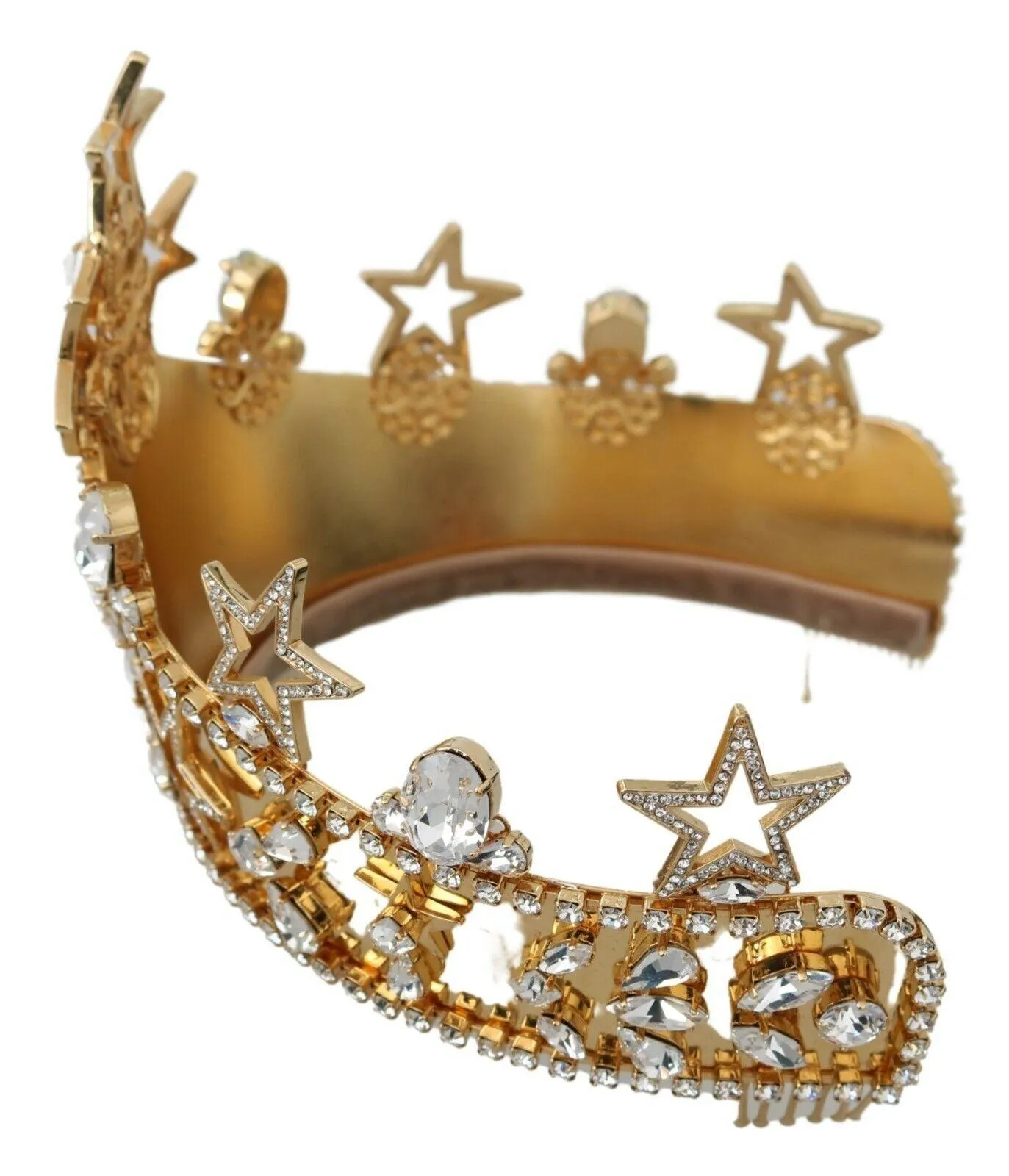 Dolce & Gabbana Gold Crystal Star STRASS Crown Logo Diadem Tiara