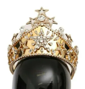 Dolce & Gabbana Gold Crystal Star STRASS Crown Logo Diadem Tiara