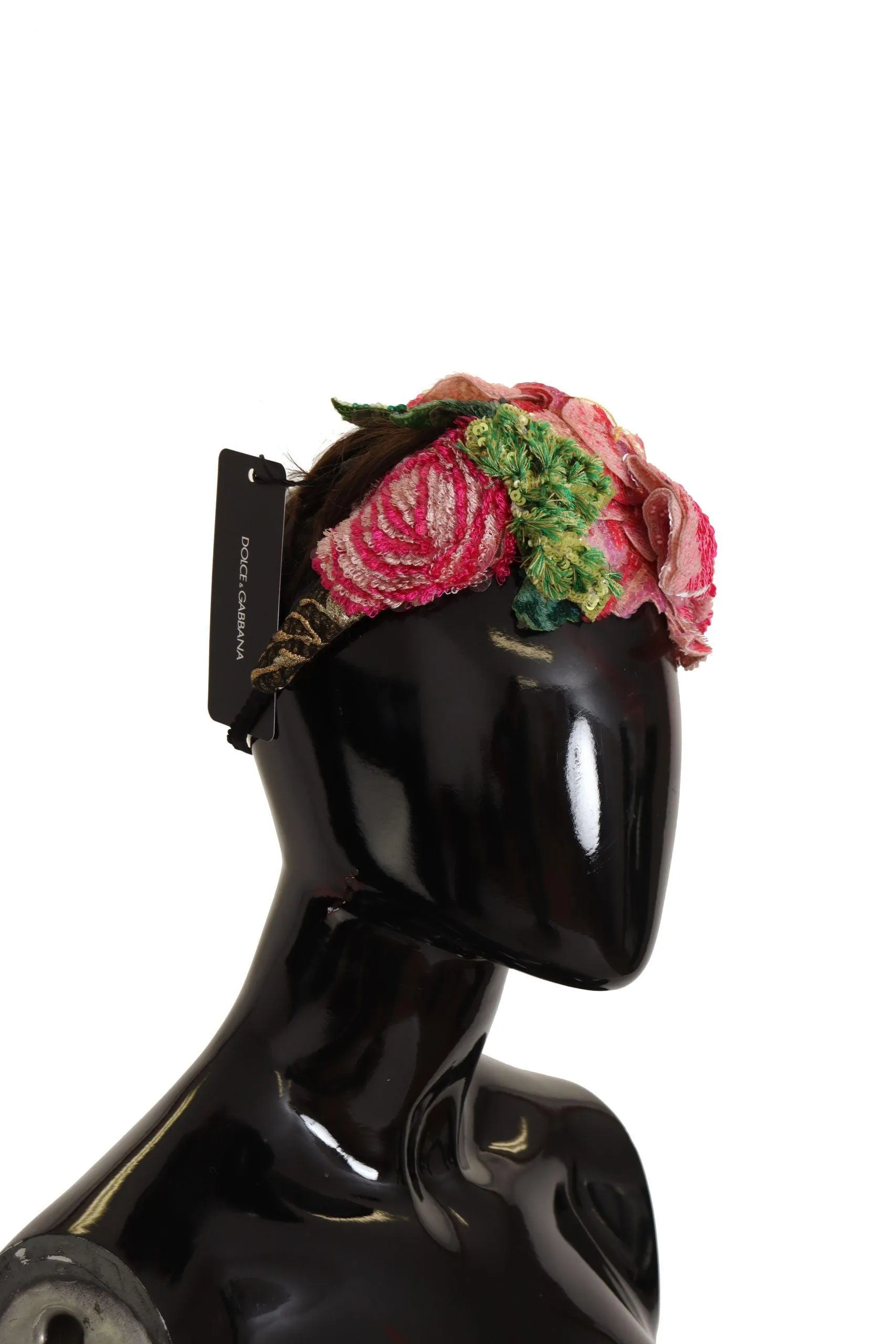 Dolce & Gabbana Multicolor Sequined Lurex Black Hair Headband