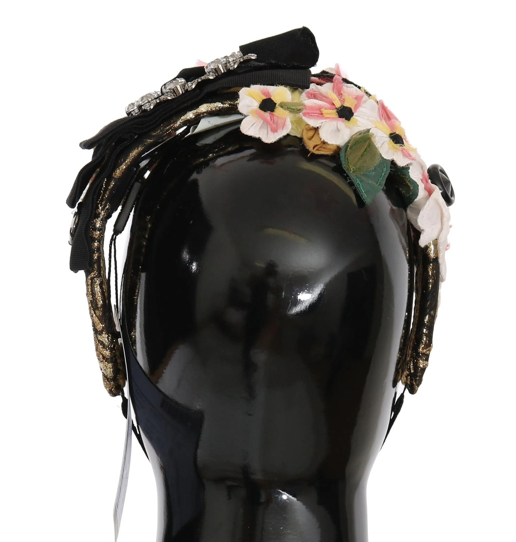 Dolce & Gabbana Multicolor Tiara Floral Crystal Bow Diadem Headband