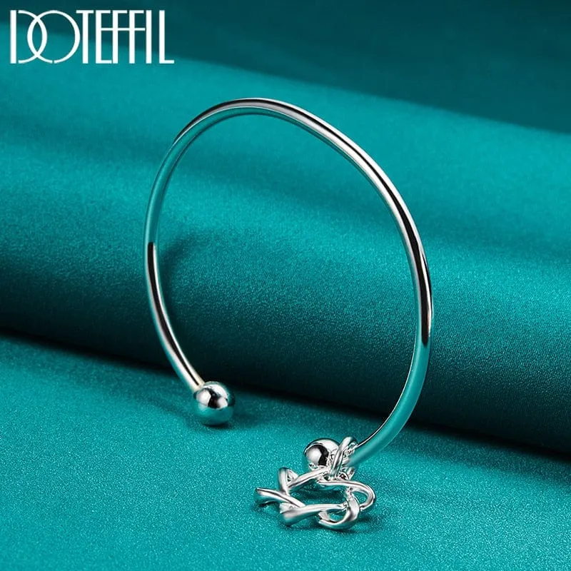 Double Beads Star of David Cuff Bangle Bracelet 925 Sterling Silver