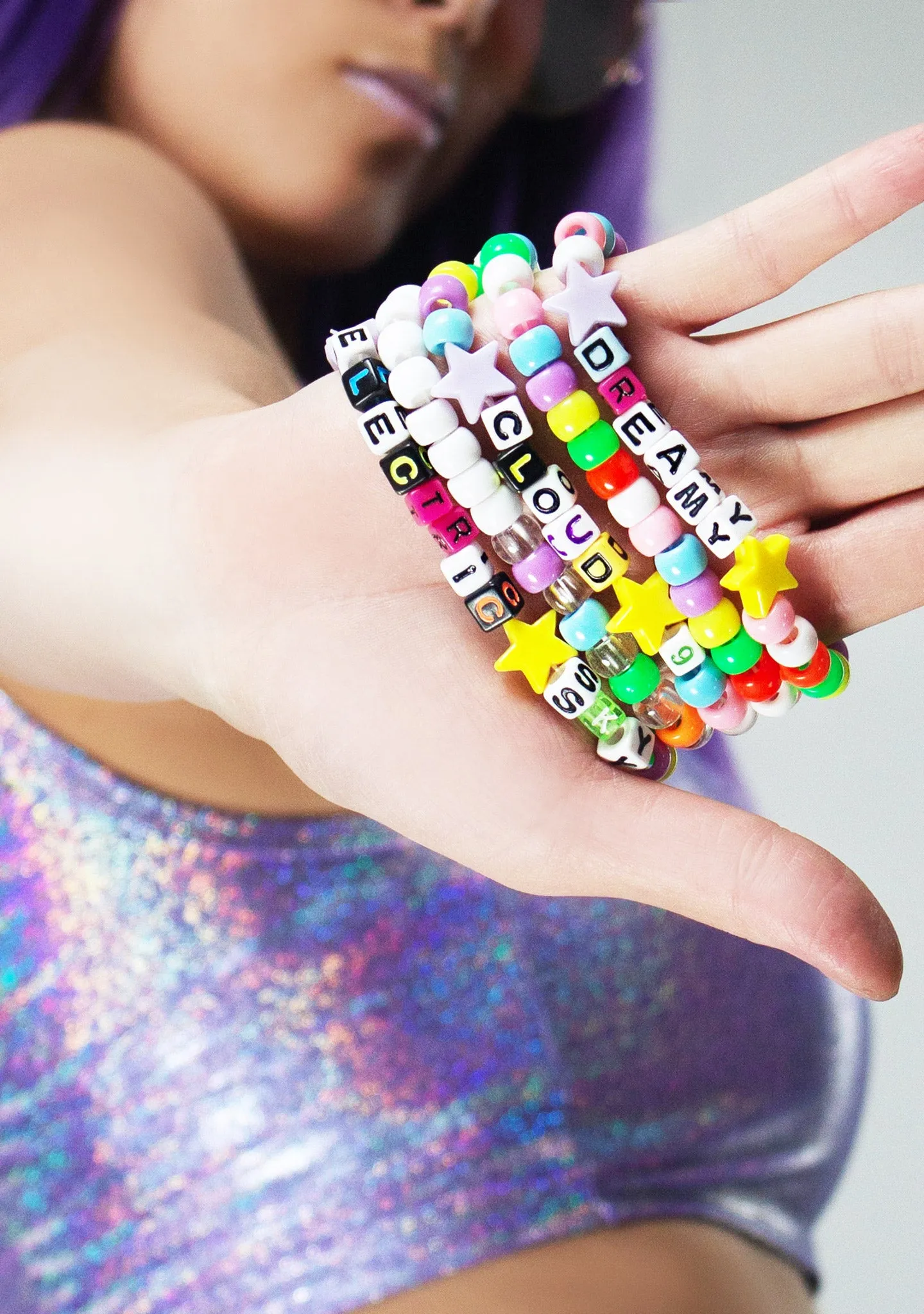 Dream High 5PC Stacked Rave Kandi Bracelet