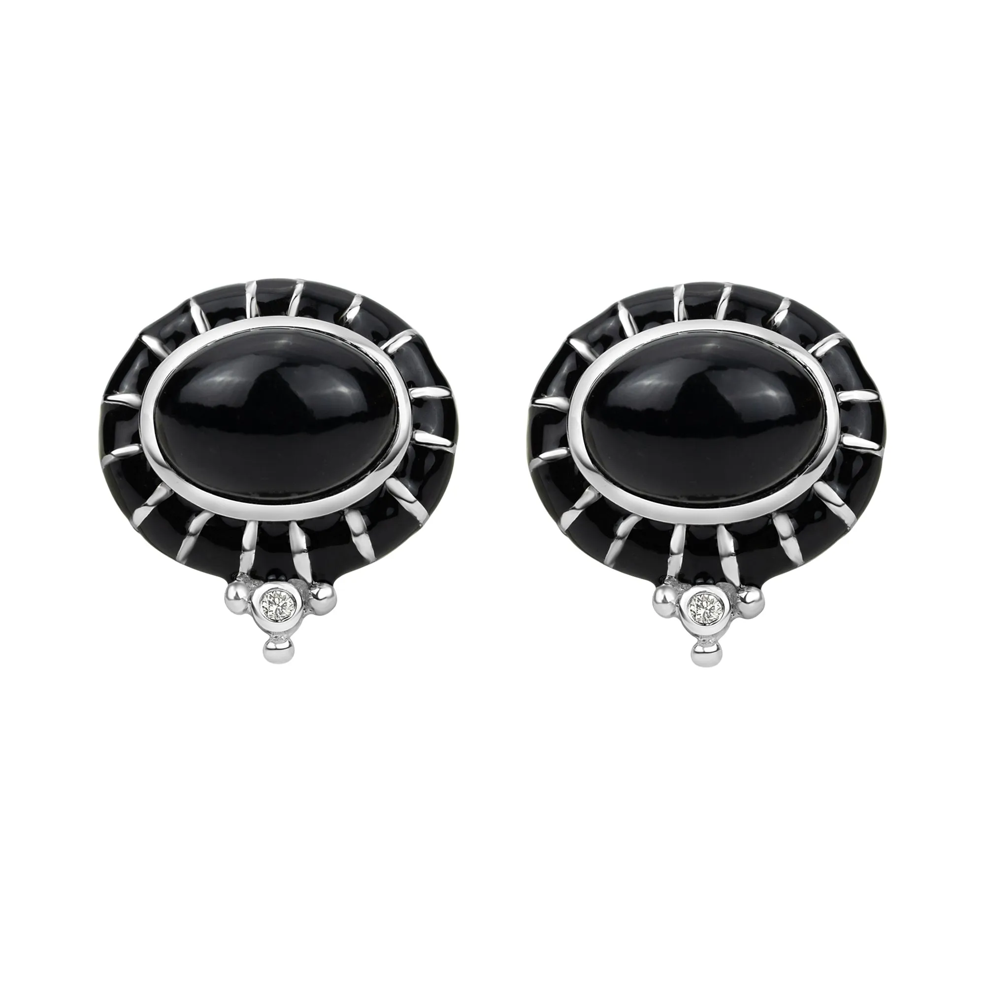 Earrings - Black Onyx And Diamond (enamel)