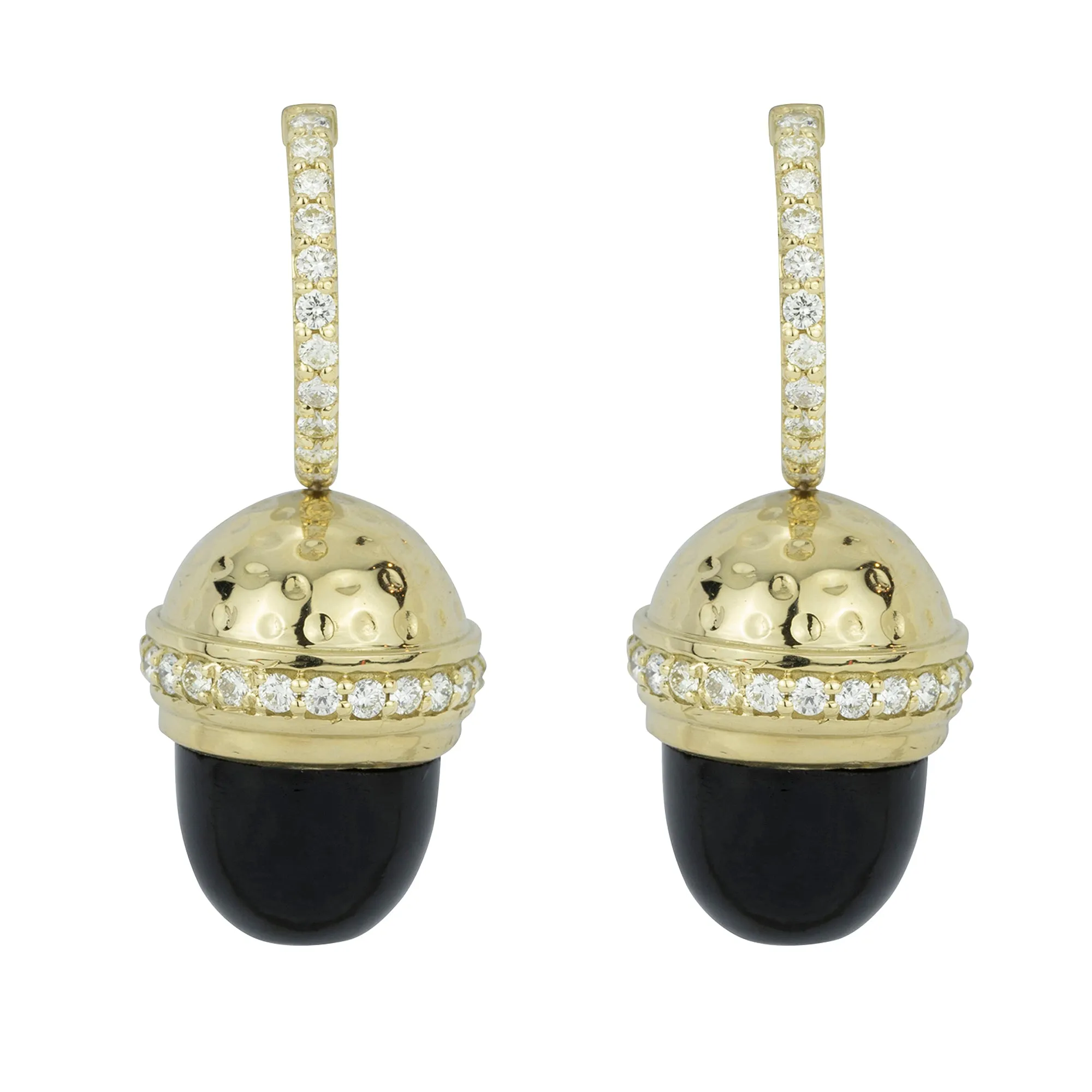 Earrings - Black Onyx And Diamond