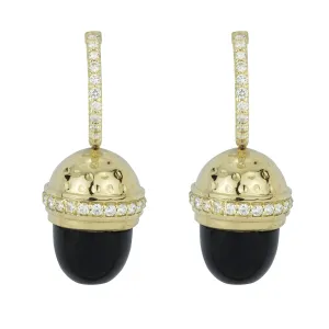 Earrings - Black Onyx And Diamond