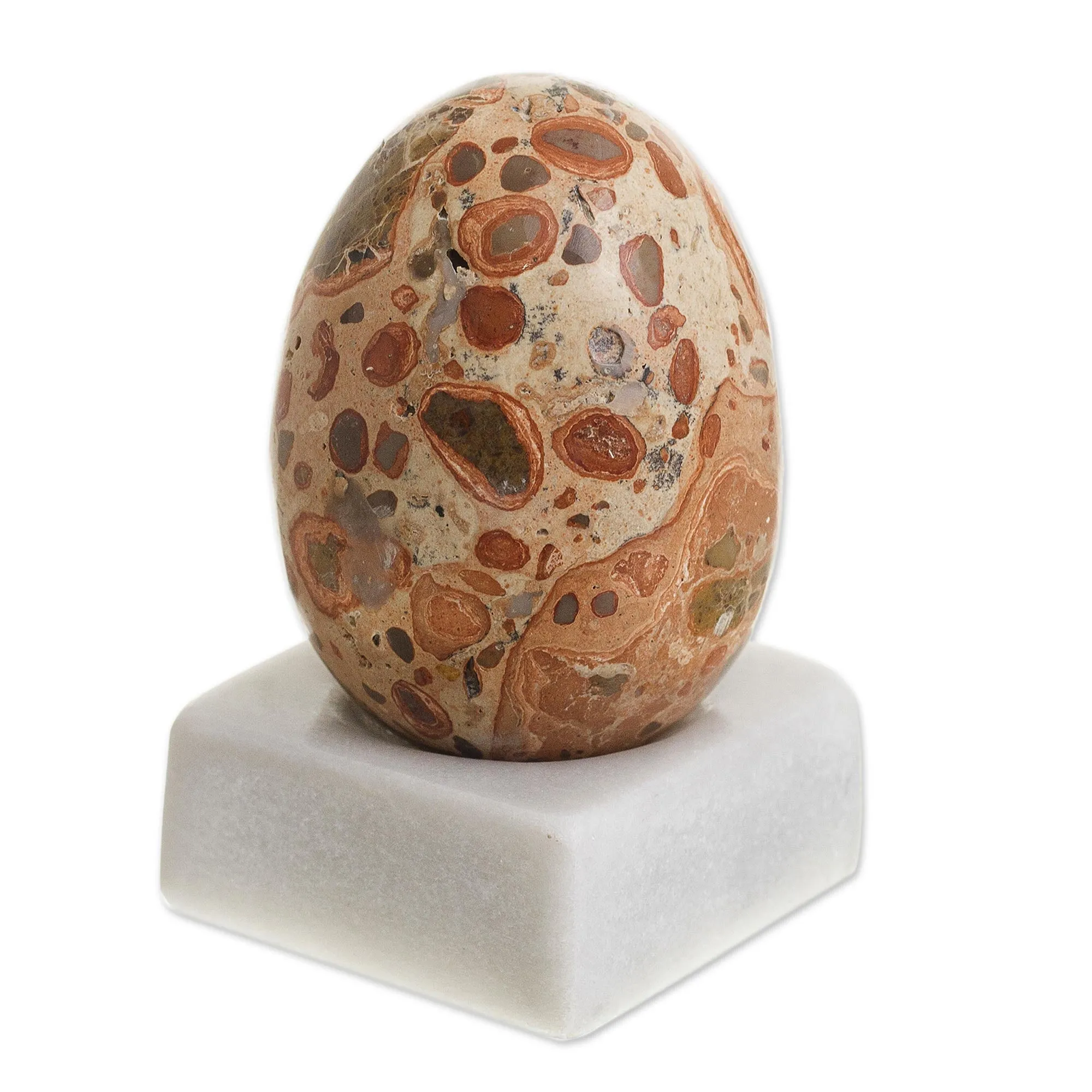 Egg-Shaped Leopardite Gemstone Figurine from Peru - Cute Egg | NOVICA