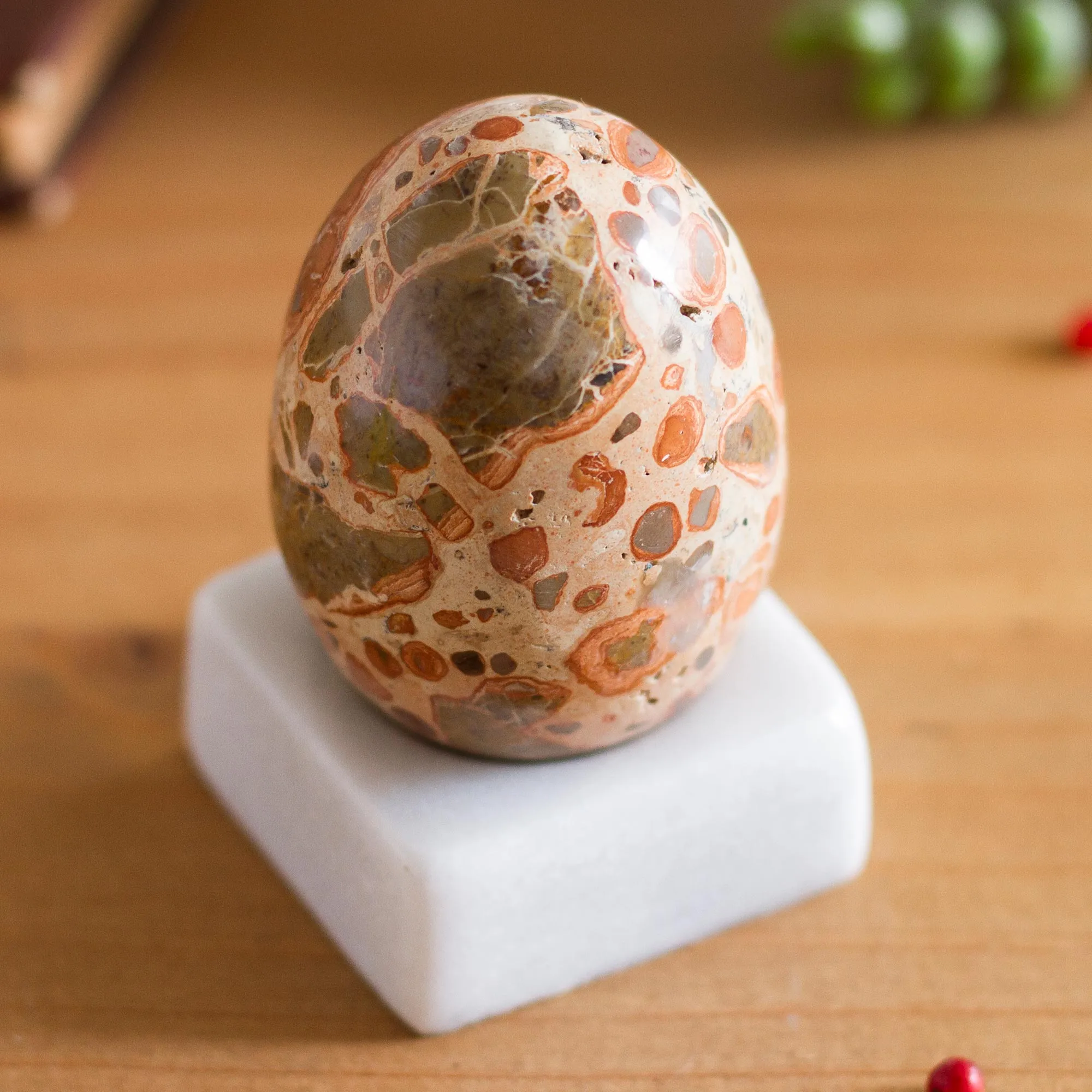 Egg-Shaped Leopardite Gemstone Figurine from Peru - Cute Egg | NOVICA