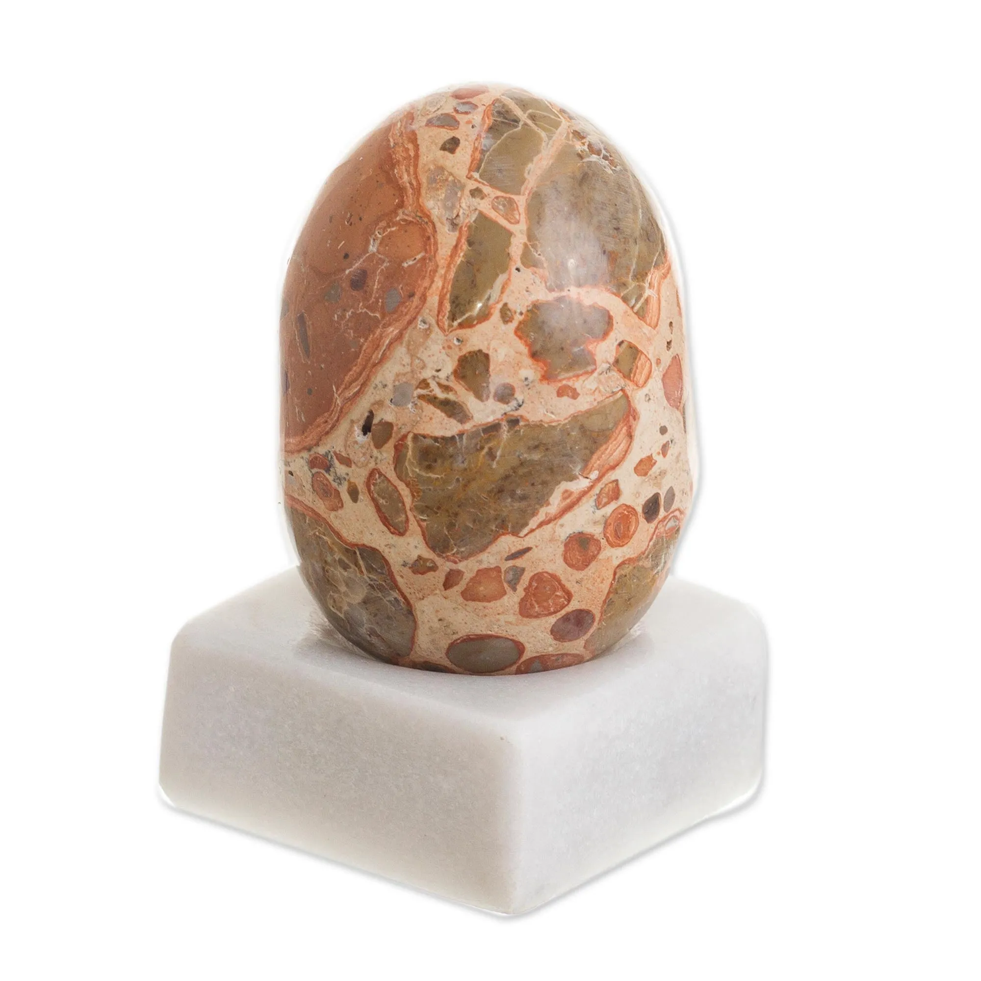 Egg-Shaped Leopardite Gemstone Figurine from Peru - Cute Egg | NOVICA