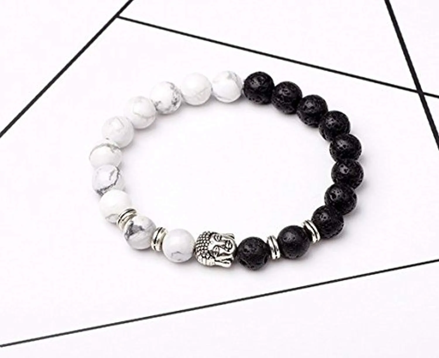 Electomania Black and White Cortex Buddha Beads Bracelet for Yoga Positive Energy for Men and Women