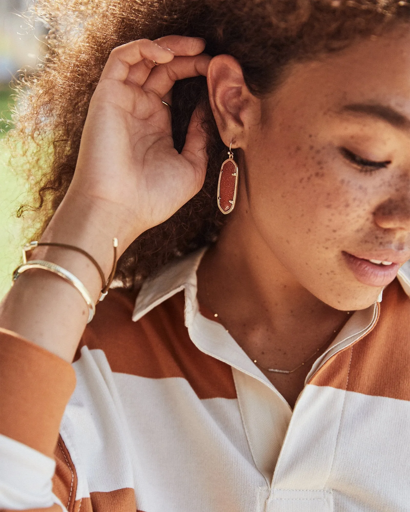 Elle Rhodium - Rose Quartz Earring