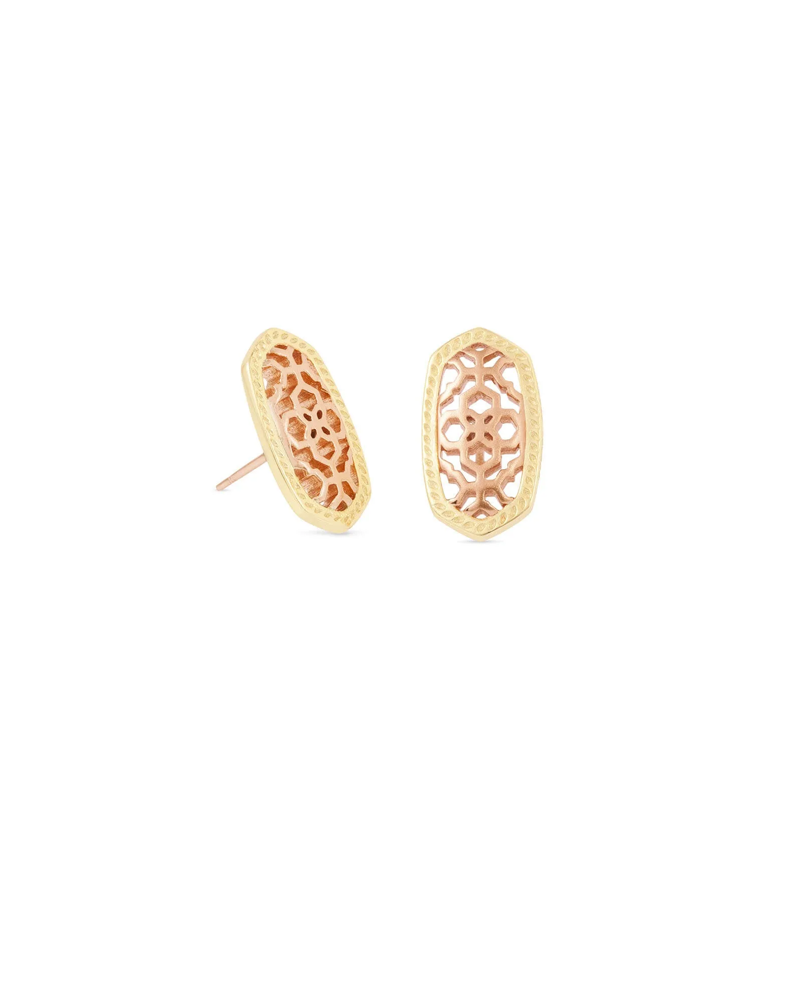 Ellie Gold Earrings - Rose Gold Filigree Mix