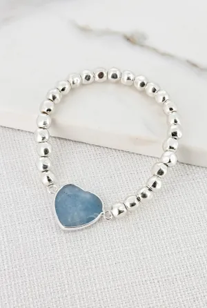 Envy Silver Beaded Heart Bracelet