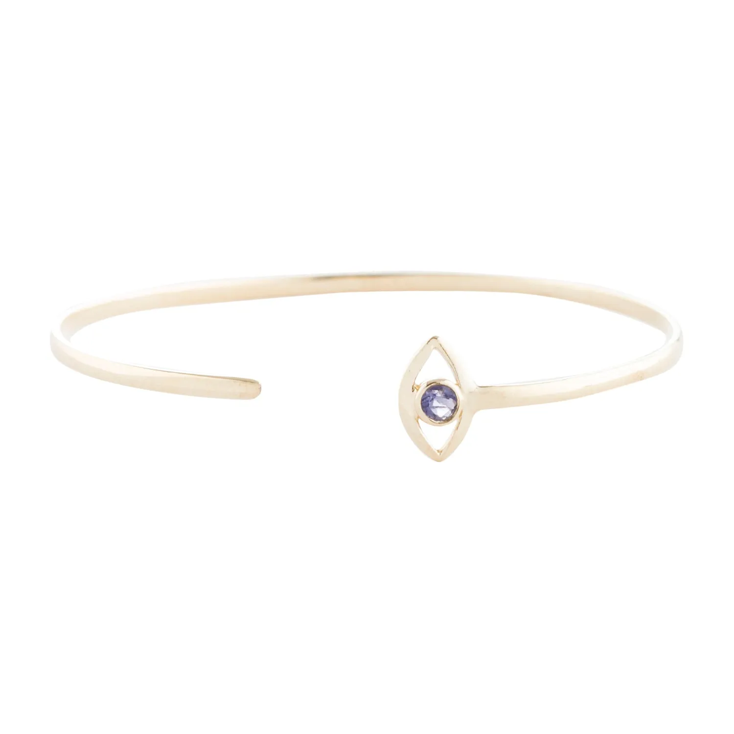 Evil Eye Iolite Cuff in Sterling Silver or Gold Vermeil