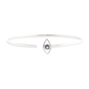 Evil Eye Iolite Cuff in Sterling Silver or Gold Vermeil