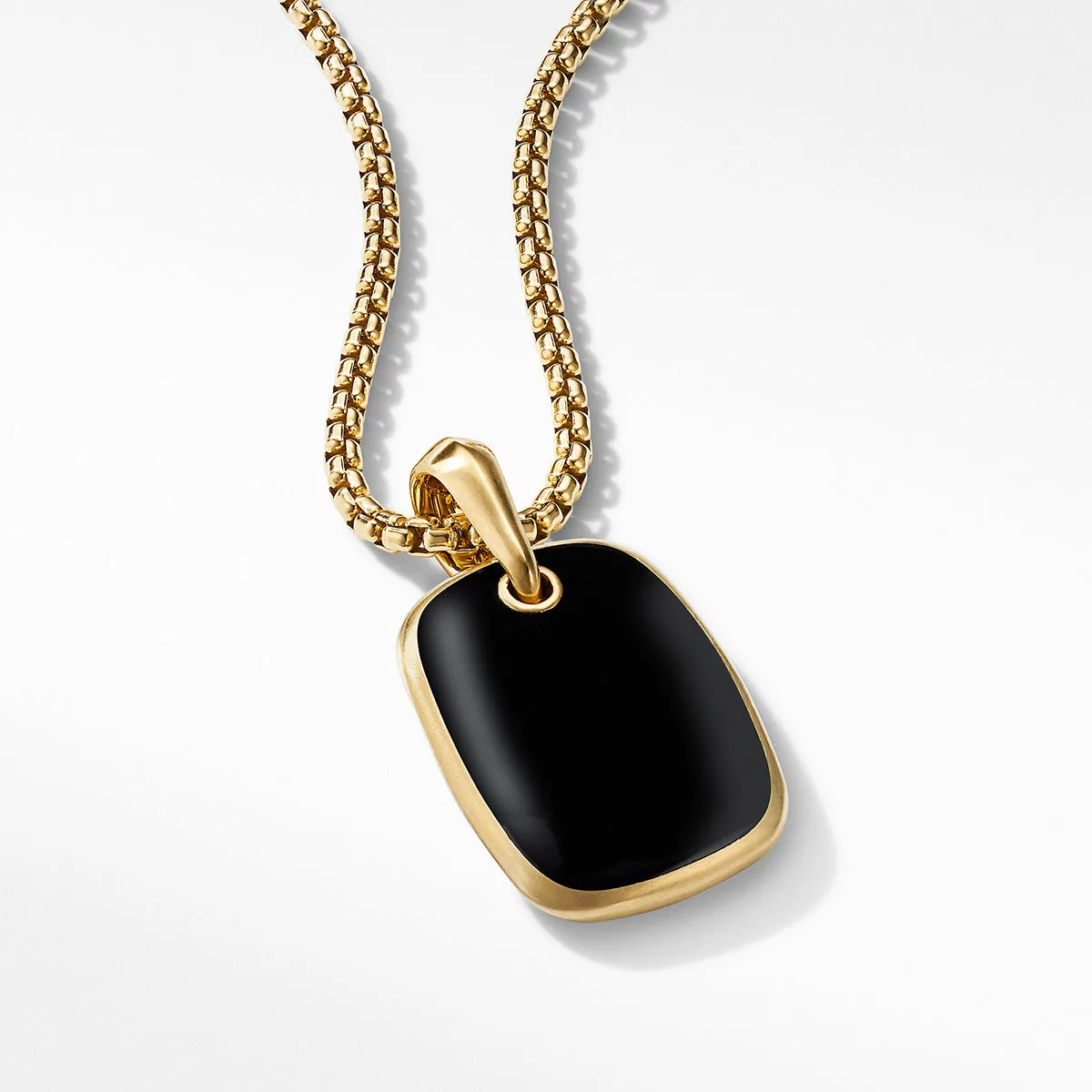 Exotic Stone Tablet Amulet in 18K Yellow Gold with Black Onyx