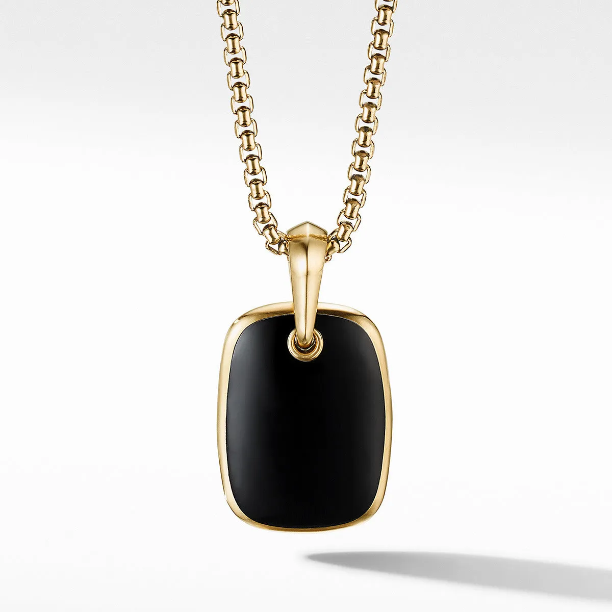 Exotic Stone Tablet Amulet in 18K Yellow Gold with Black Onyx