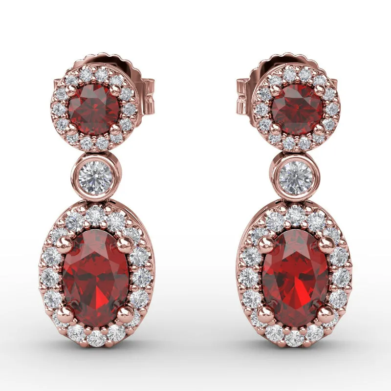 Fana Set the Scene Ruby and Diamond Dangle Earrings