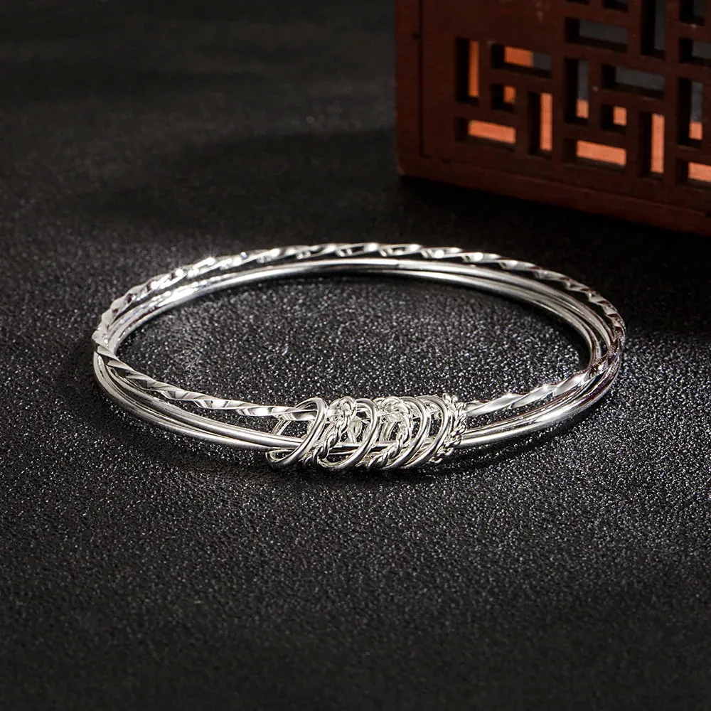 Fashion 925 Sterling Silver Woman Cuff Bracelet Open Leaf Shaped Adjustable Charm Bangle Girls Party Jewelry Christmas Gifts