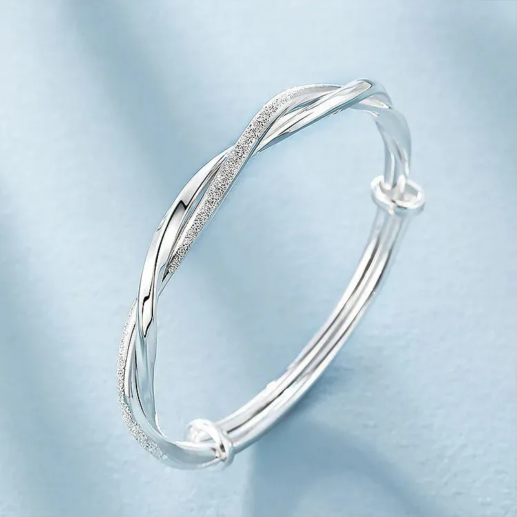 Fashion 925 Sterling Silver Woman Cuff Bracelet Open Leaf Shaped Adjustable Charm Bangle Girls Party Jewelry Christmas Gifts