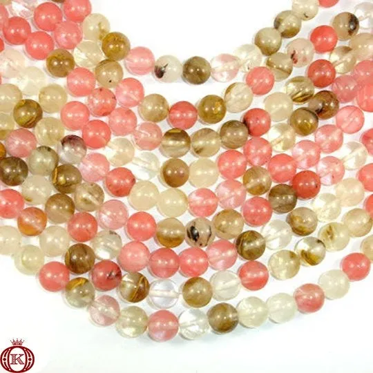 Fire Cherry Quartz Beads Smooth Round