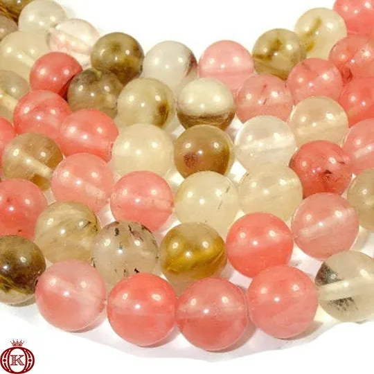 Fire Cherry Quartz Beads Smooth Round