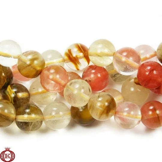 Fire Cherry Quartz Beads Smooth Round