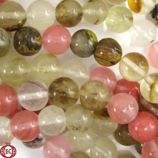 Fire Cherry Quartz Beads Smooth Round