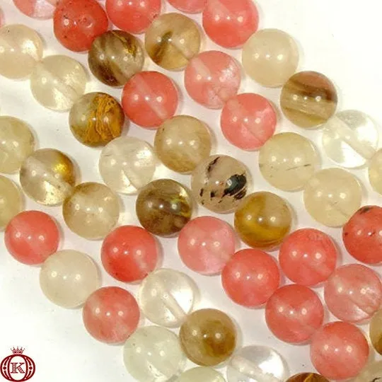 Fire Cherry Quartz Beads Smooth Round