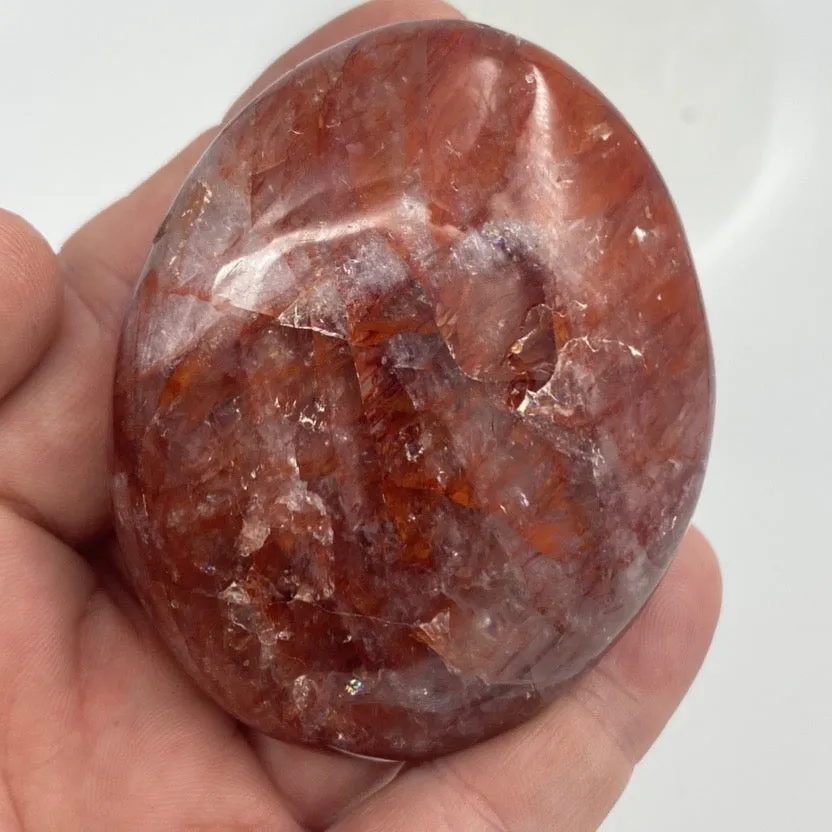 Fire Quartz Crystal Palm Stone Crystal