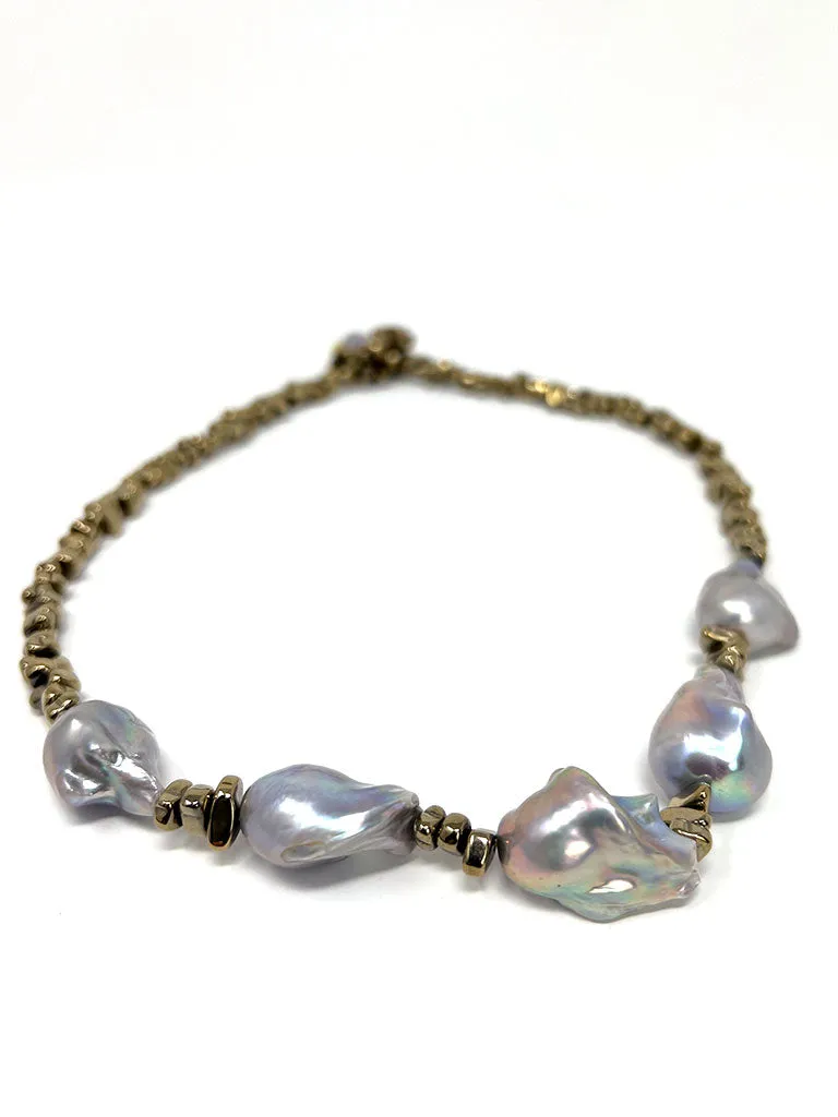 French 75 Baroque Pearl & Pyrite Necklace