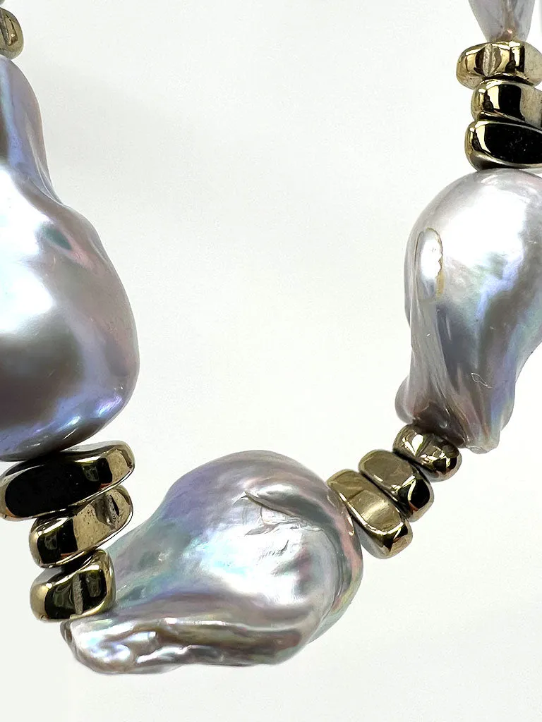 French 75 Baroque Pearl & Pyrite Necklace