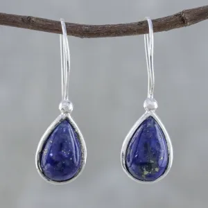 Galaxy Drops Lapis Lazuli and Sterling Silver Teardrop Drop Earrings