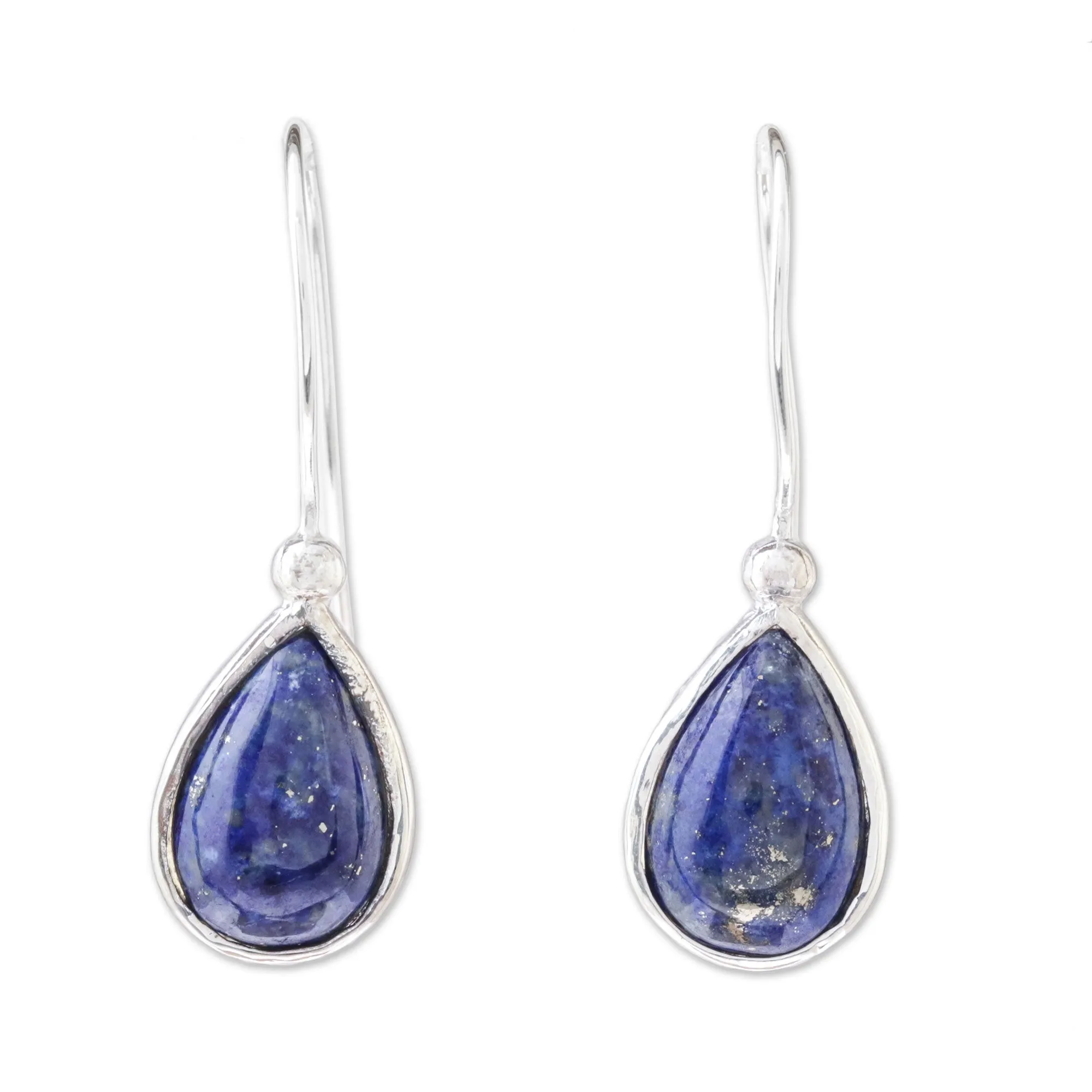 Galaxy Drops Lapis Lazuli and Sterling Silver Teardrop Drop Earrings