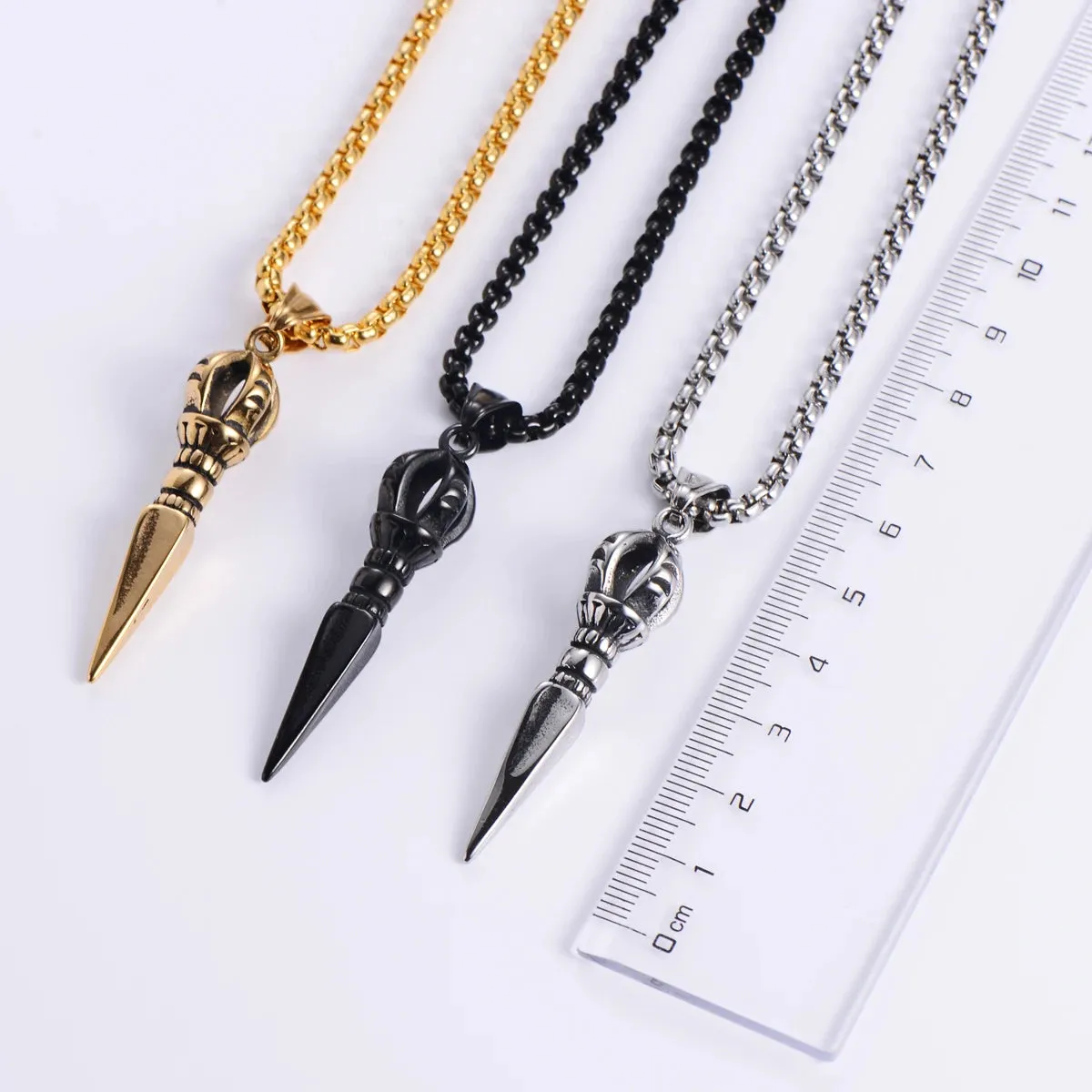 Gandhanra Stainless Steel Tibetan Vajra Dagger Pendant Necklace