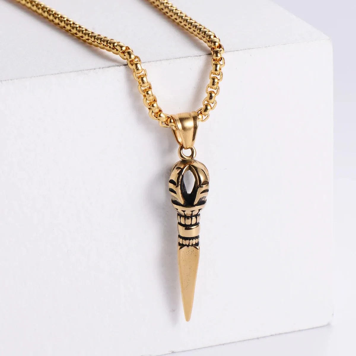 Gandhanra Stainless Steel Tibetan Vajra Dagger Pendant Necklace