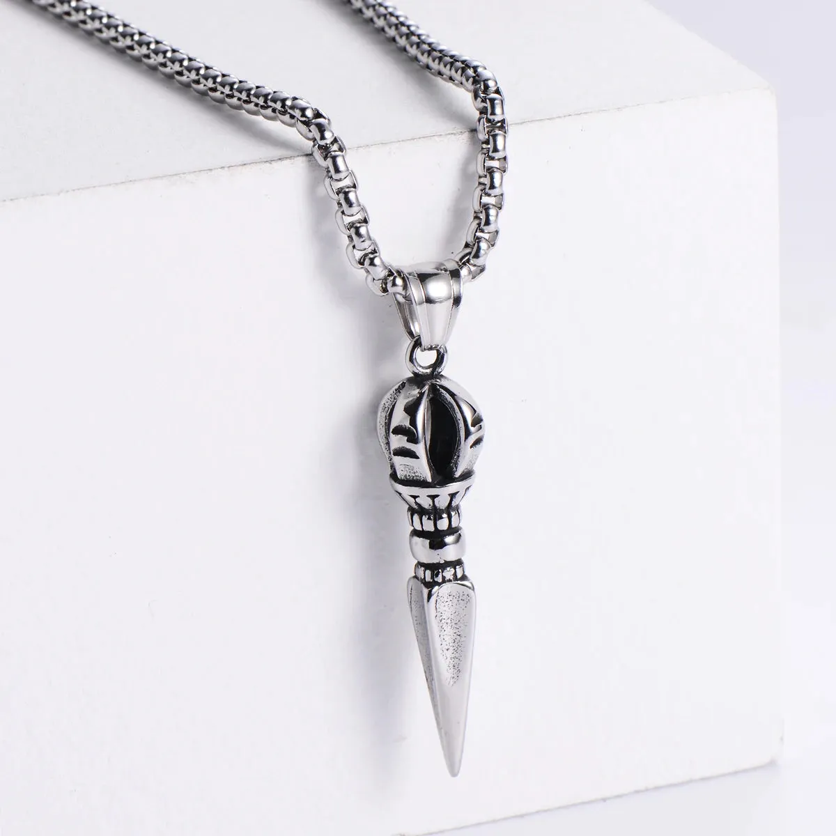 Gandhanra Stainless Steel Tibetan Vajra Dagger Pendant Necklace