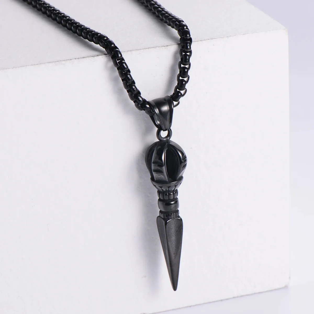 Gandhanra Stainless Steel Tibetan Vajra Dagger Pendant Necklace