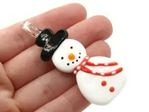 Glass Snowman Pendant Christmas Ornament Pendant Choose Scarf Color