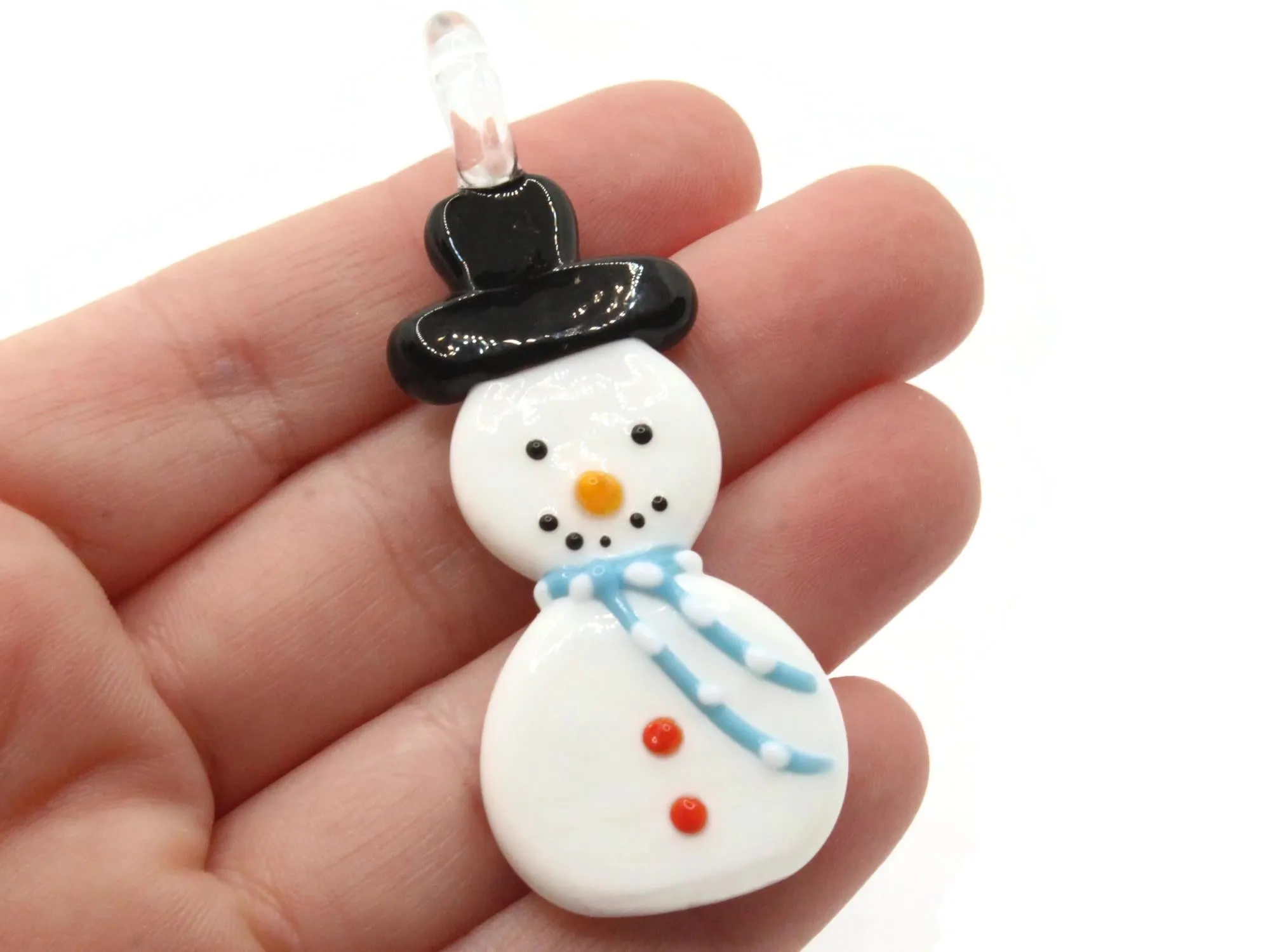 Glass Snowman Pendant Christmas Ornament Pendant Choose Scarf Color