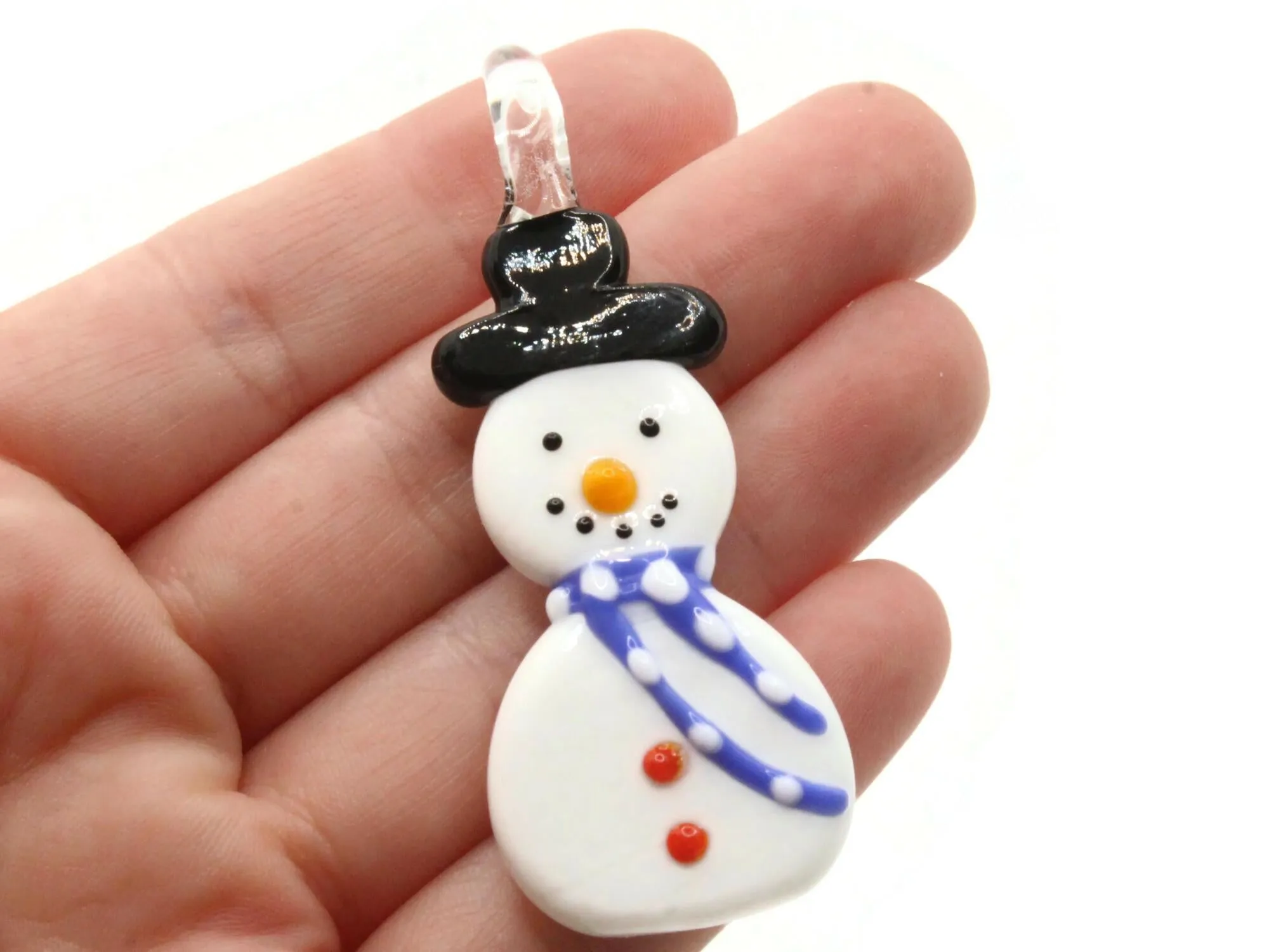 Glass Snowman Pendant Christmas Ornament Pendant Choose Scarf Color