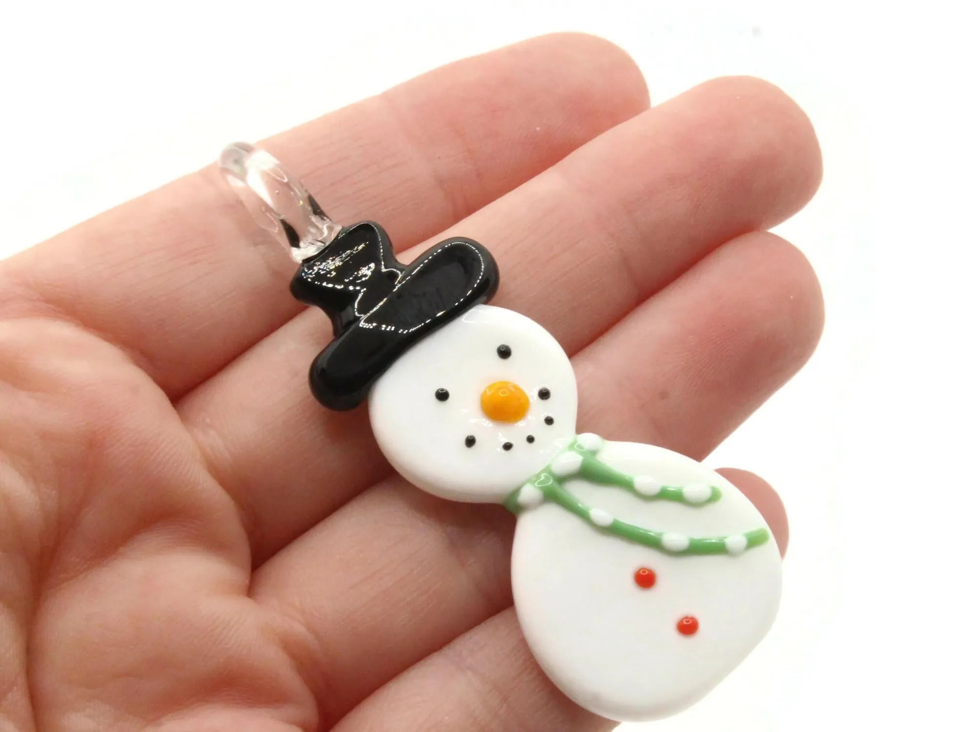 Glass Snowman Pendant Christmas Ornament Pendant Choose Scarf Color