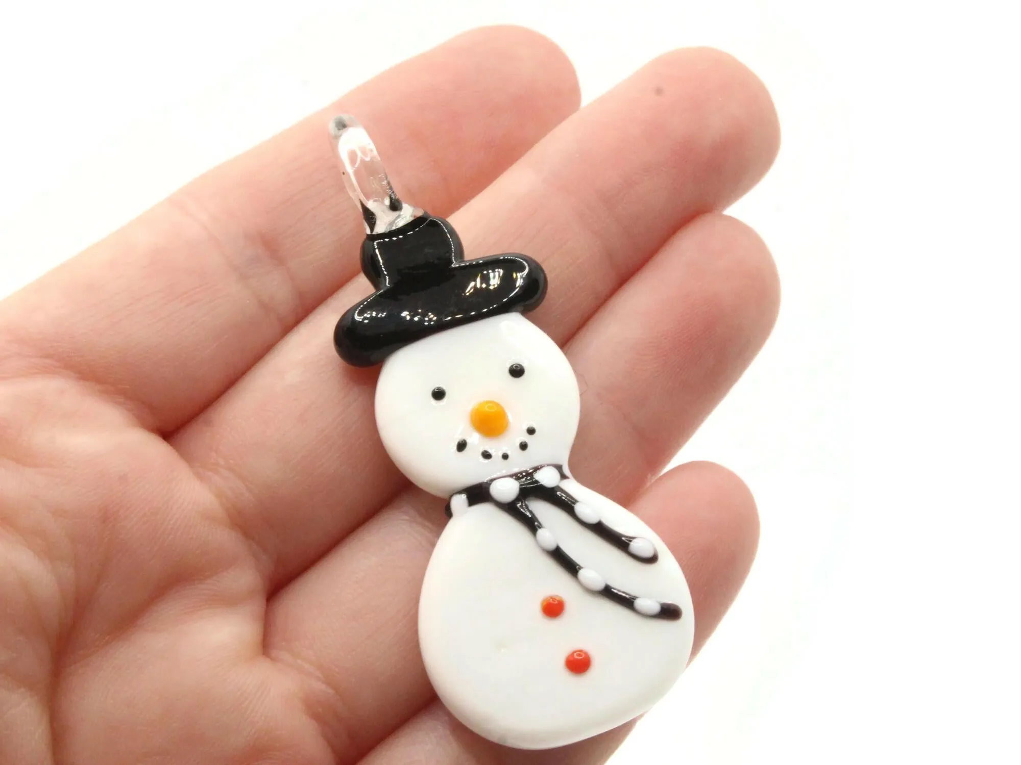 Glass Snowman Pendant Christmas Ornament Pendant Choose Scarf Color