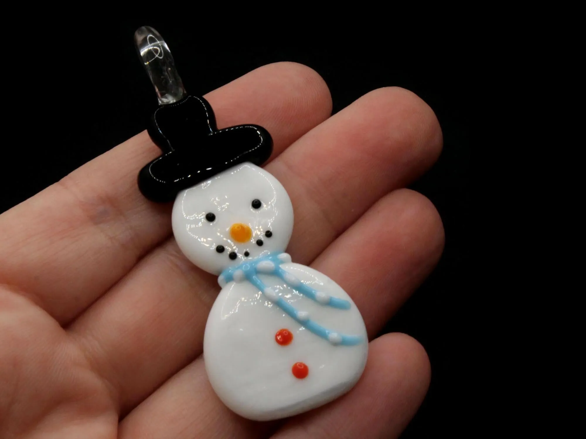 Glass Snowman Pendant Christmas Ornament Pendant Choose Scarf Color