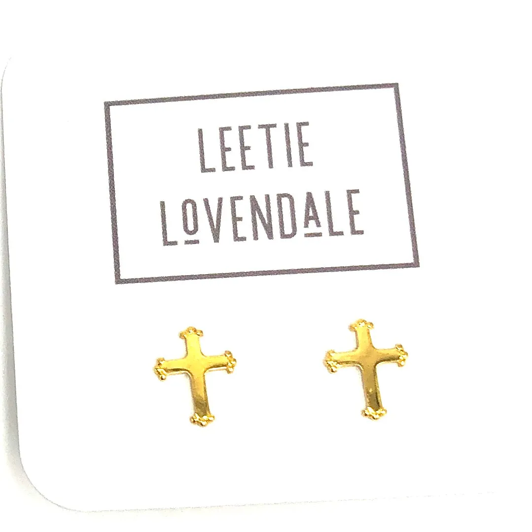 Gold Cross Deadstock Stud Earrings