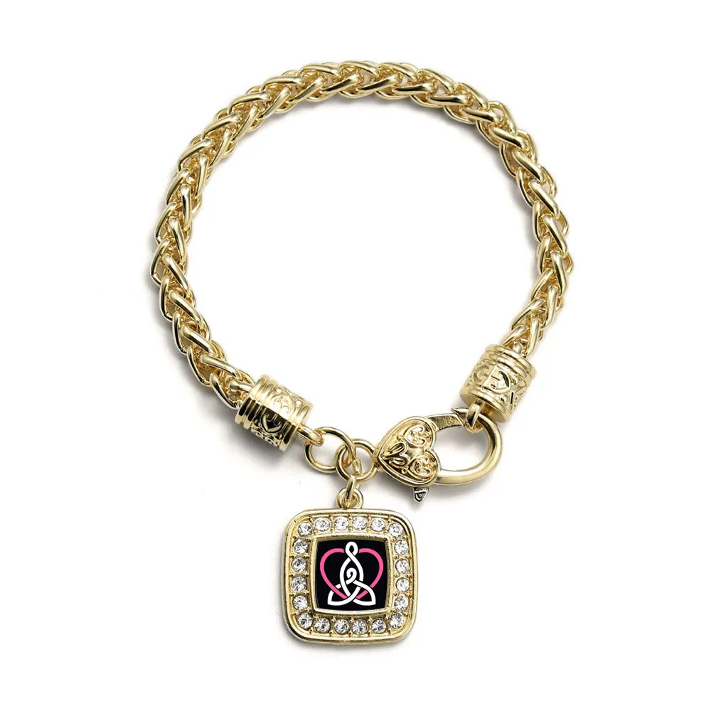 Gold Mother and Daughter Celtic Knot Square Charm Braided Bracelet