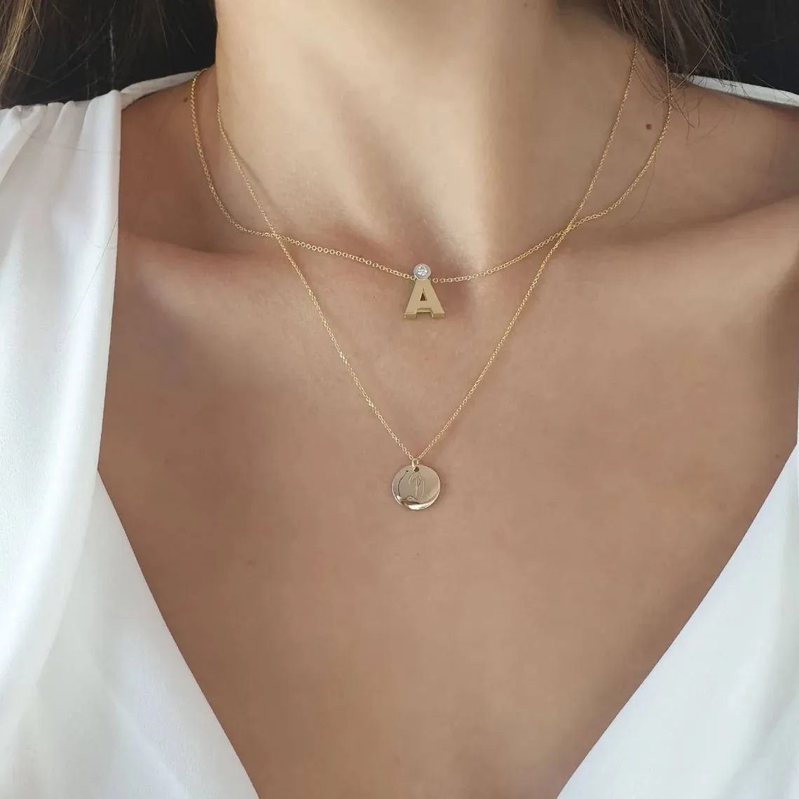 Gold Necklace With Initial And Diamond