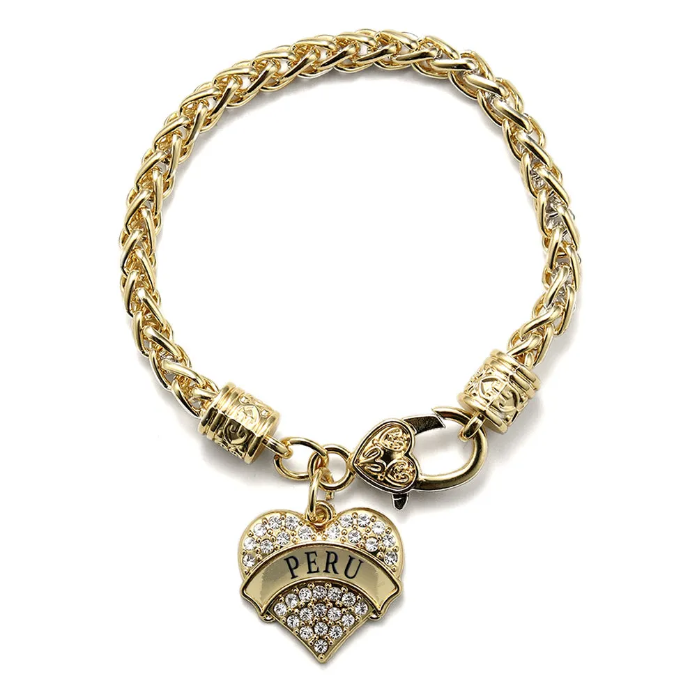 Gold Peru Pave Heart Charm Braided Bracelet