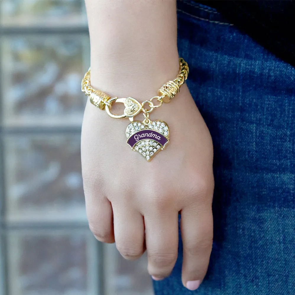 Gold Plum Grandma Pave Heart Charm Braided Bracelet