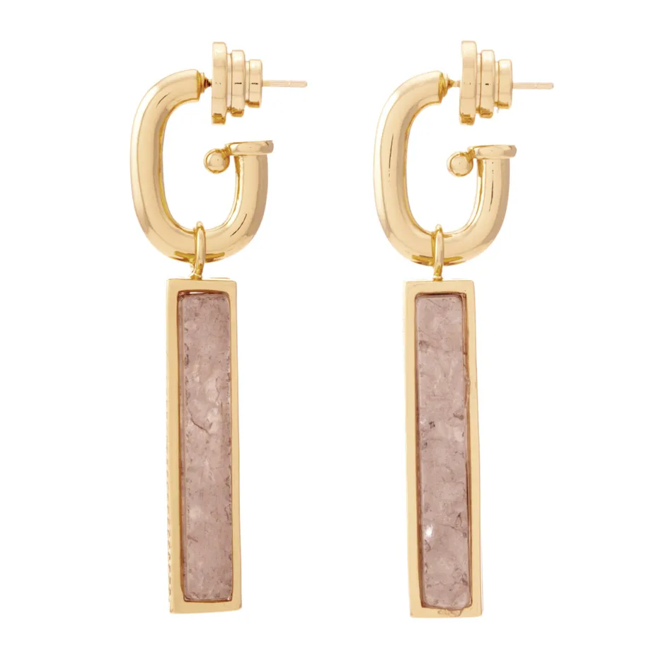 Gold Smokey Quartz Sahara Drop Earrings